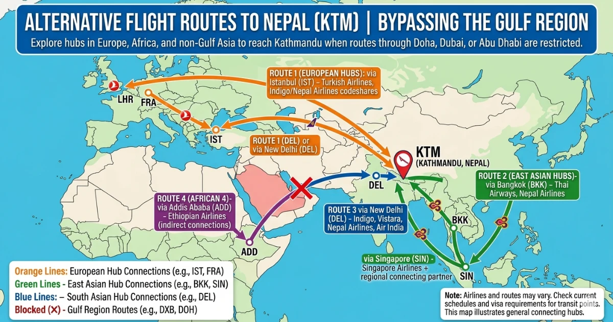 How to Still Get to Nepal: Every Alternative Flight Route When the Gulf Is Closed